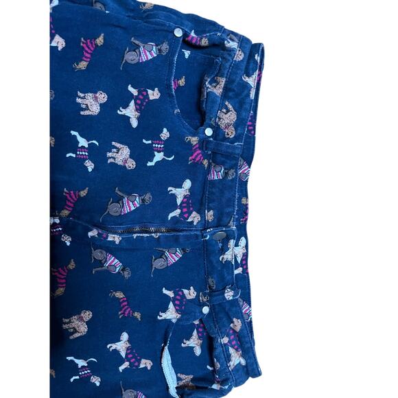 Simply Southern Dog pattern rick rack trimmed retro jeans‎ XL 5 pocket Boho - Picture 3 of 5